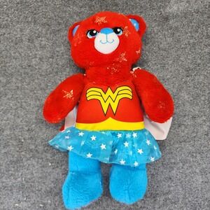 Build a Bear 16" Plush Wonder Woman Red Bear with Outfit Glitter Stars